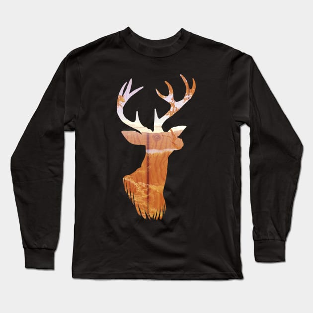 Deer Silhouette Art Long Sleeve T-Shirt by njonestees
